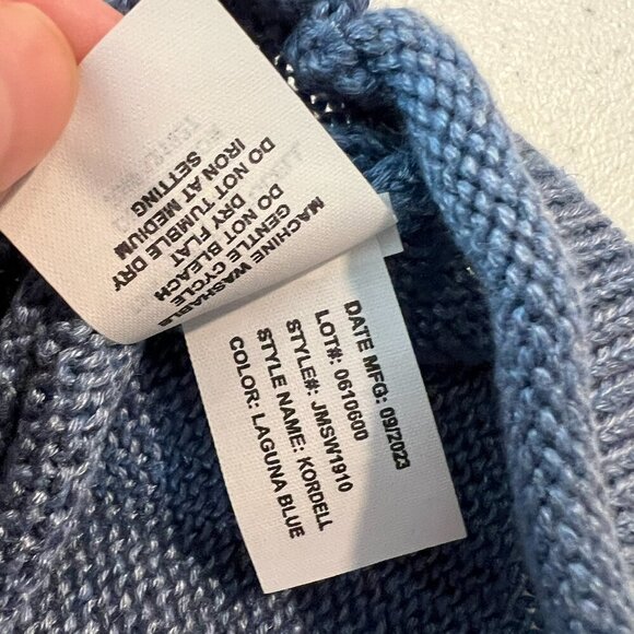 johnnie-O Kordell Linen Blend Crewneck Sweater Laguna Blue Size Large NWOT - Picture 5 of 10